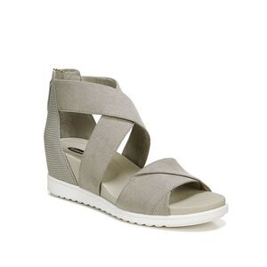 New! DR SCHOLL'S Golden Hour Microfiber Gladiator Sporty Wedge Sandals Shoe Gray